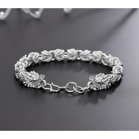 Dragon Scale Byzantine faucet dragon 925 Sterling Silver bracelet 8inches Heavy - Picture 8 of 8